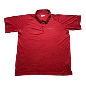 Columbia Sportswear Polo Shirt Men XL Red Stretch Activewear Omni Freeze Top